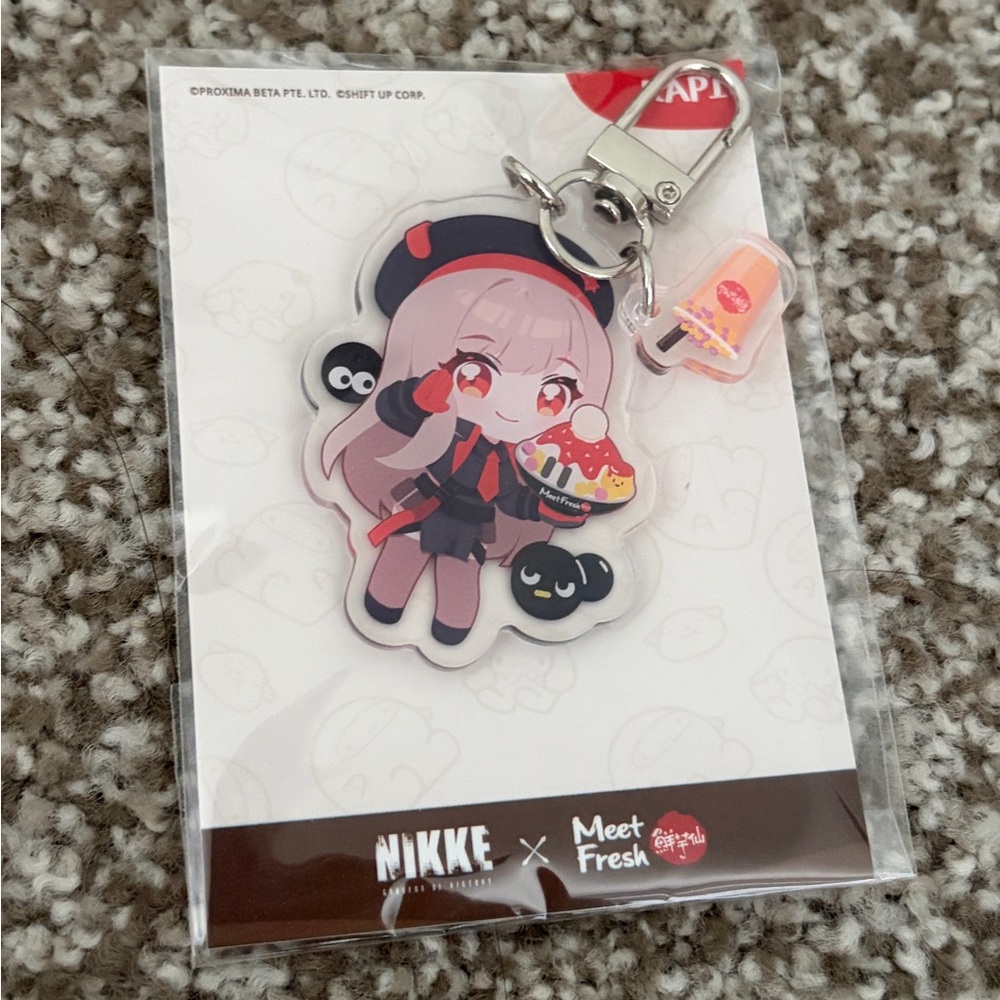 Nikke x Meet Fresh Anime Acrylic Keychain - Pink & Black Chibi Character